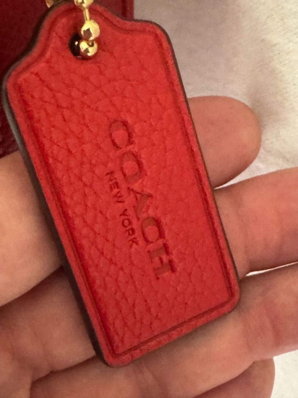 Coach "Cassie" 19 Red pebbled Bag with detachable handles & Strap. - Picture 13 of 13